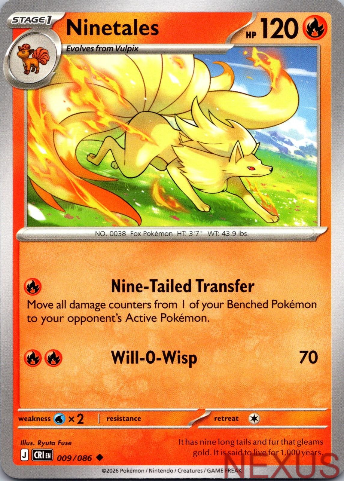 Ninetales 009/086 Uncommon Near Mint