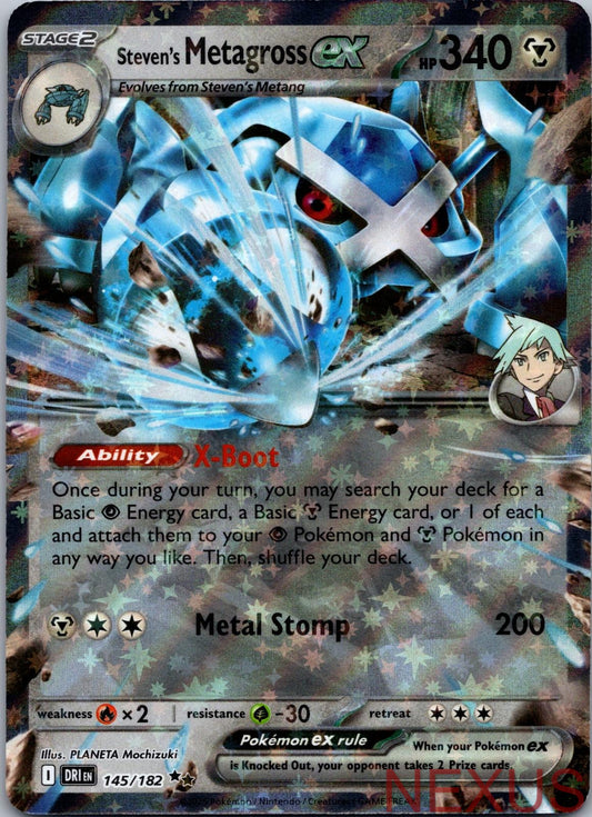 Steven's Metagross ex 145/182 Double Rare Holo Near Mint