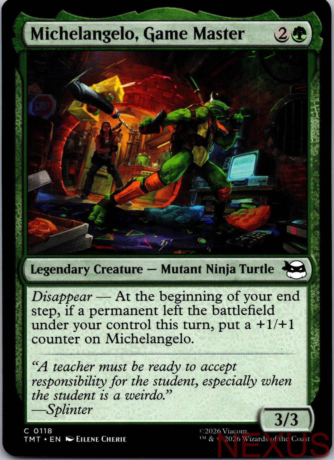 Michelangelo, Game Master 0118 Common Teenage Mutant Ninja Turtles Near Mint