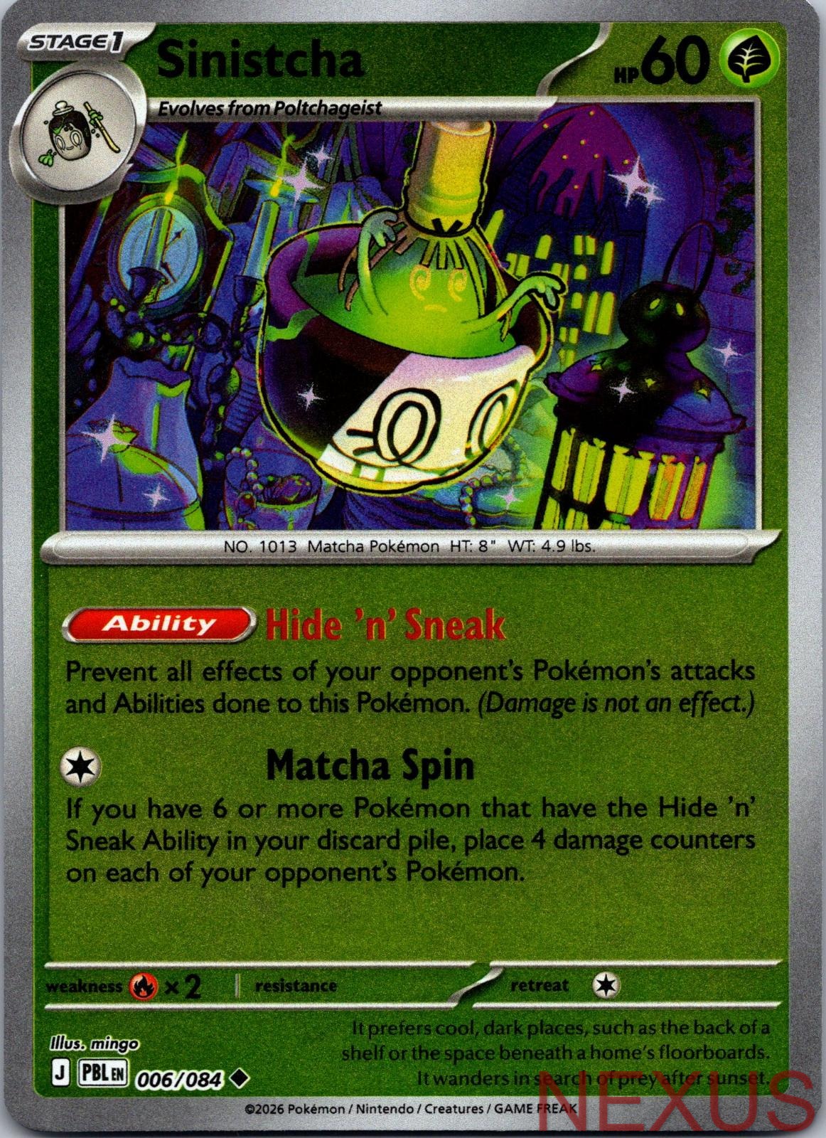 Sinistcha 006/084 Uncommon Reverse Holo Near Mint