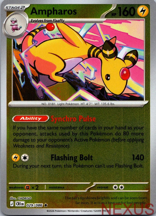 Ampharos 029/086 Rare Reverse Holo Near Mint
