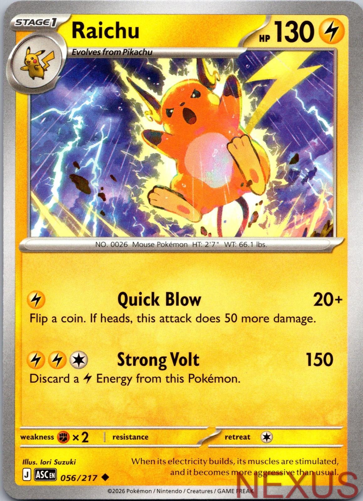 Raichu 056/217 Uncommon Near Mint