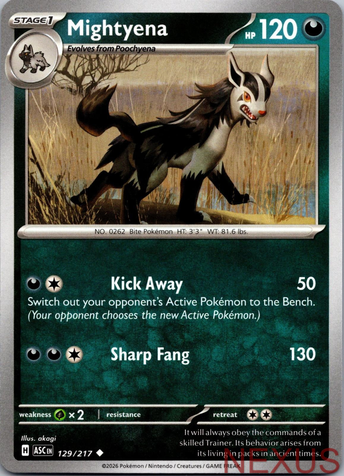 Mightyena 129/217 Uncommon Near Mint