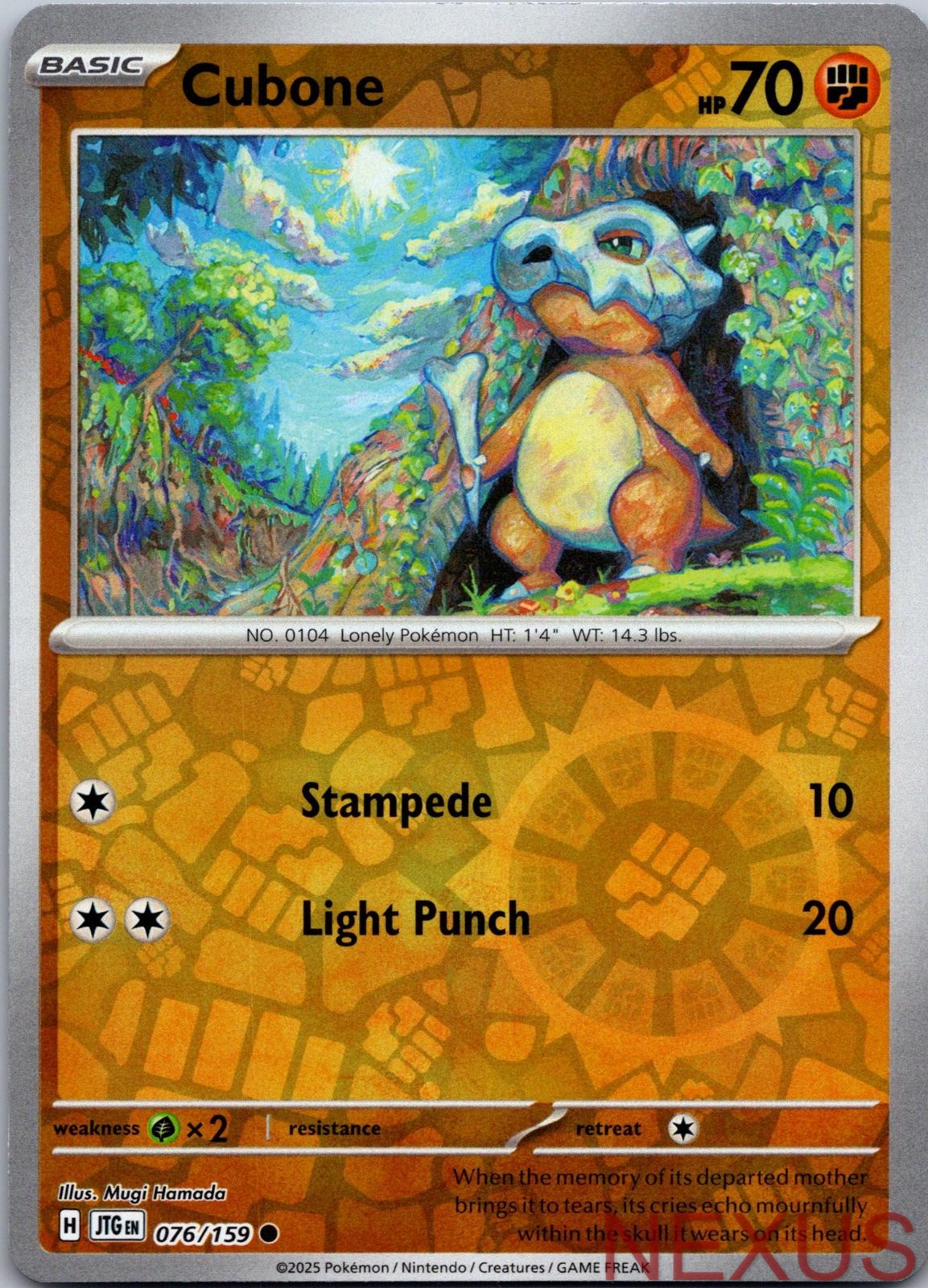 Cubone 076/159 Common Reverse Holo Near Mint