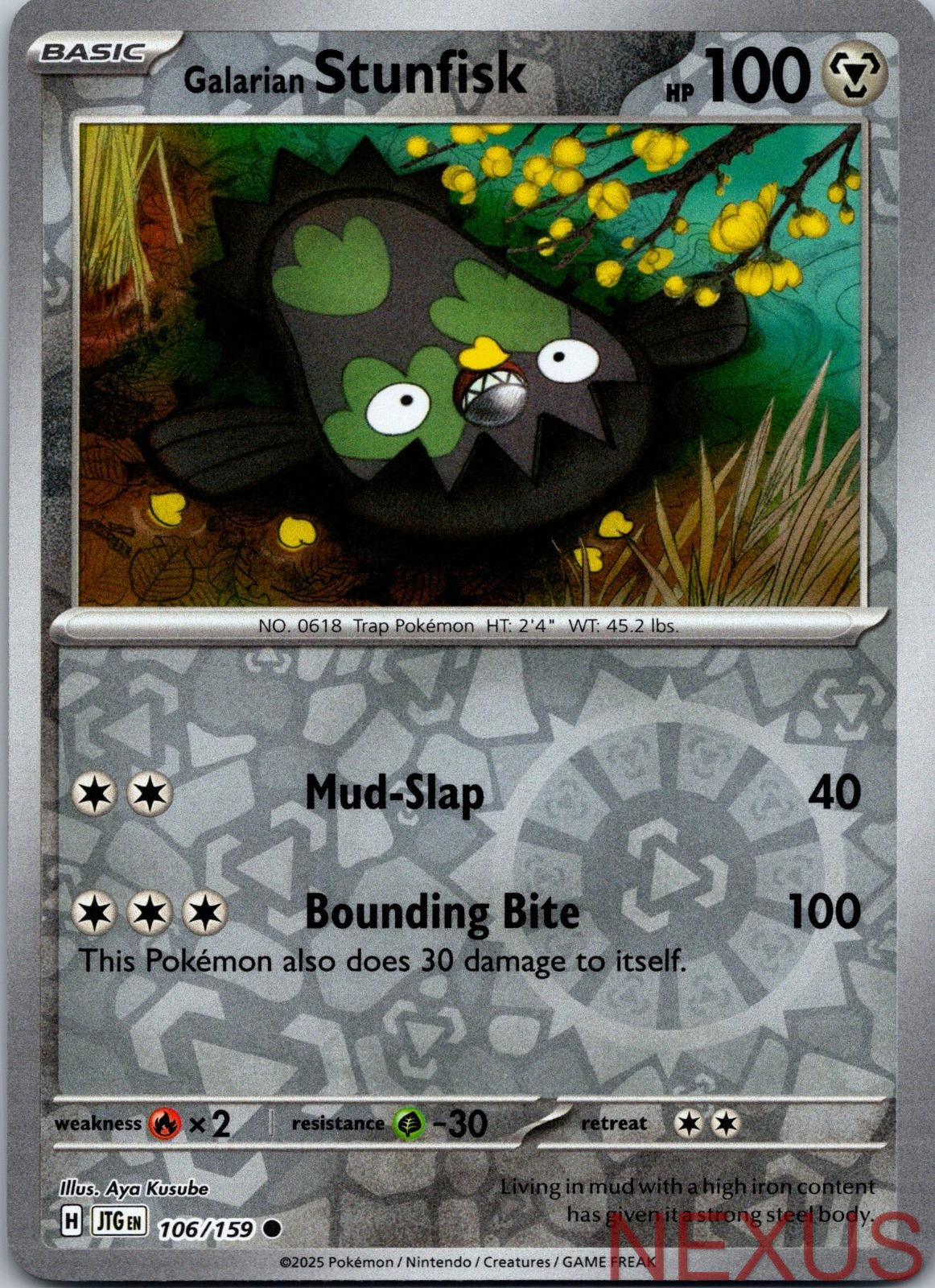Galarian Stunfisk 106/159 Common Reverse Holo Near Mint