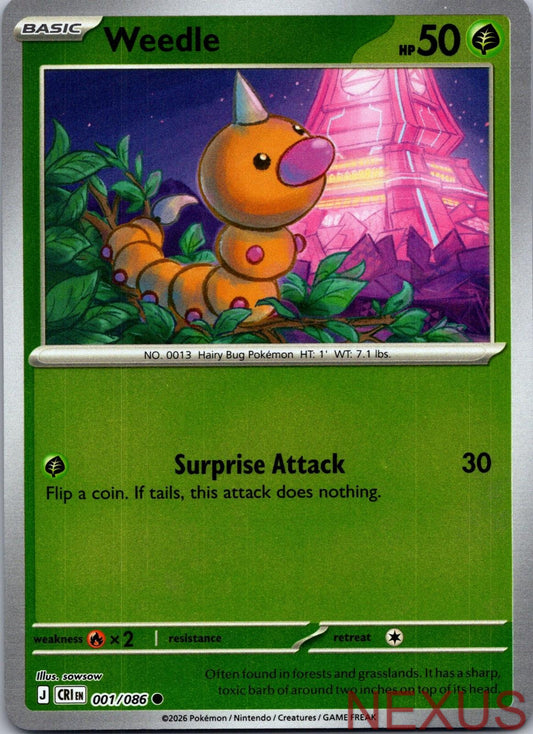 Weedle 001/086 Common Reverse Holo Near Mint