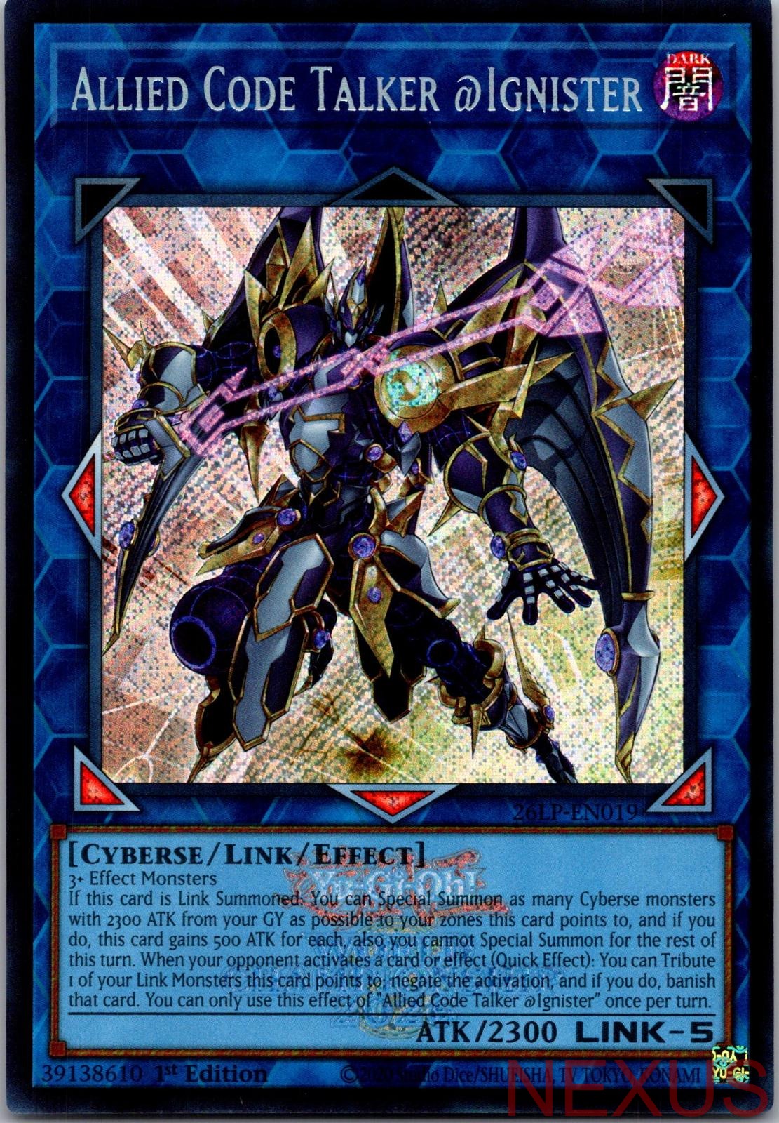 Allied Code Talker @Ignister (Emblazoned Secret Rare) 26LP-EN019 1st Edition NM
