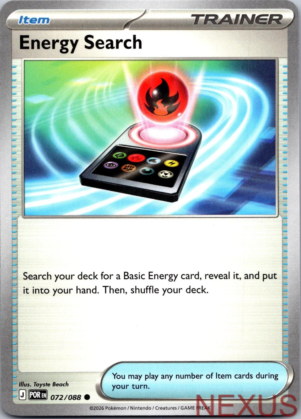 Energy Search 072/088 Common Near Mint