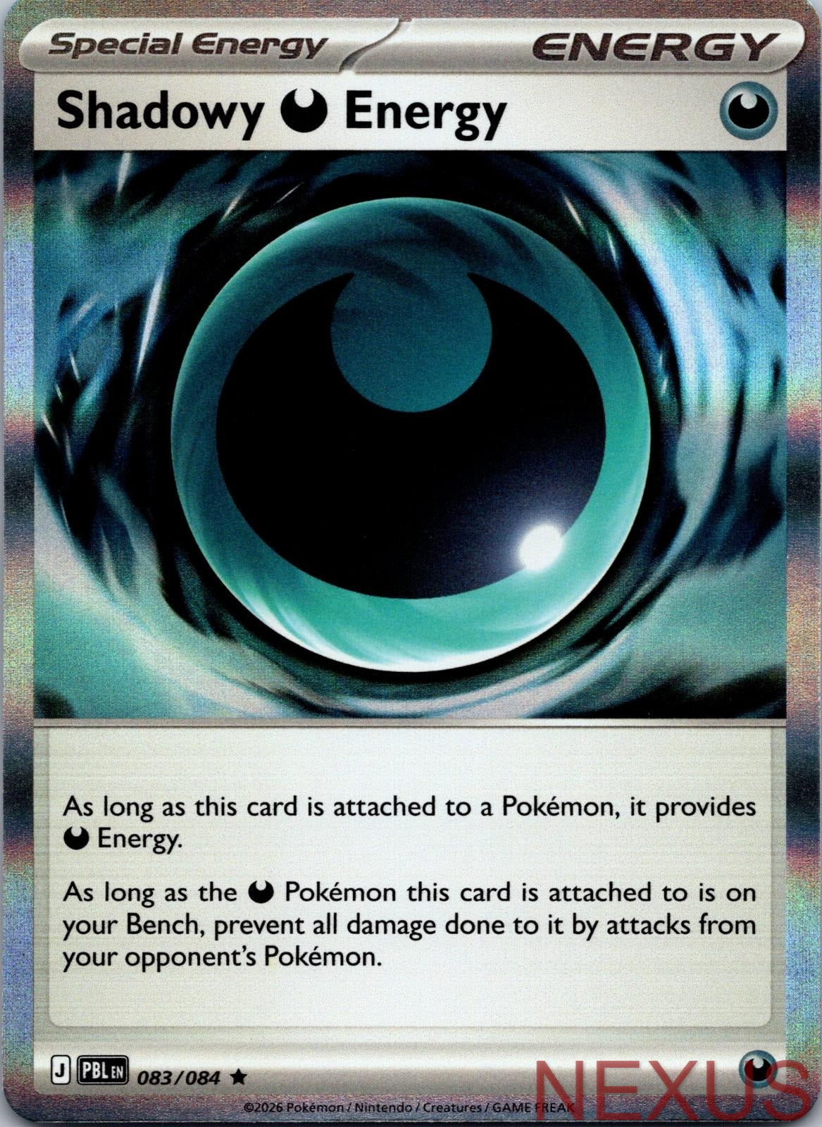 Shadowy Darkness Energy 083/084 Holo Rare Pitch Black Pokemon Near Mint