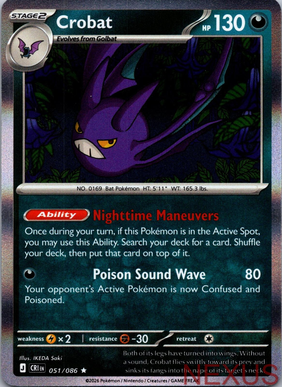 Crobat 051/086 Rare Holo Near Mint