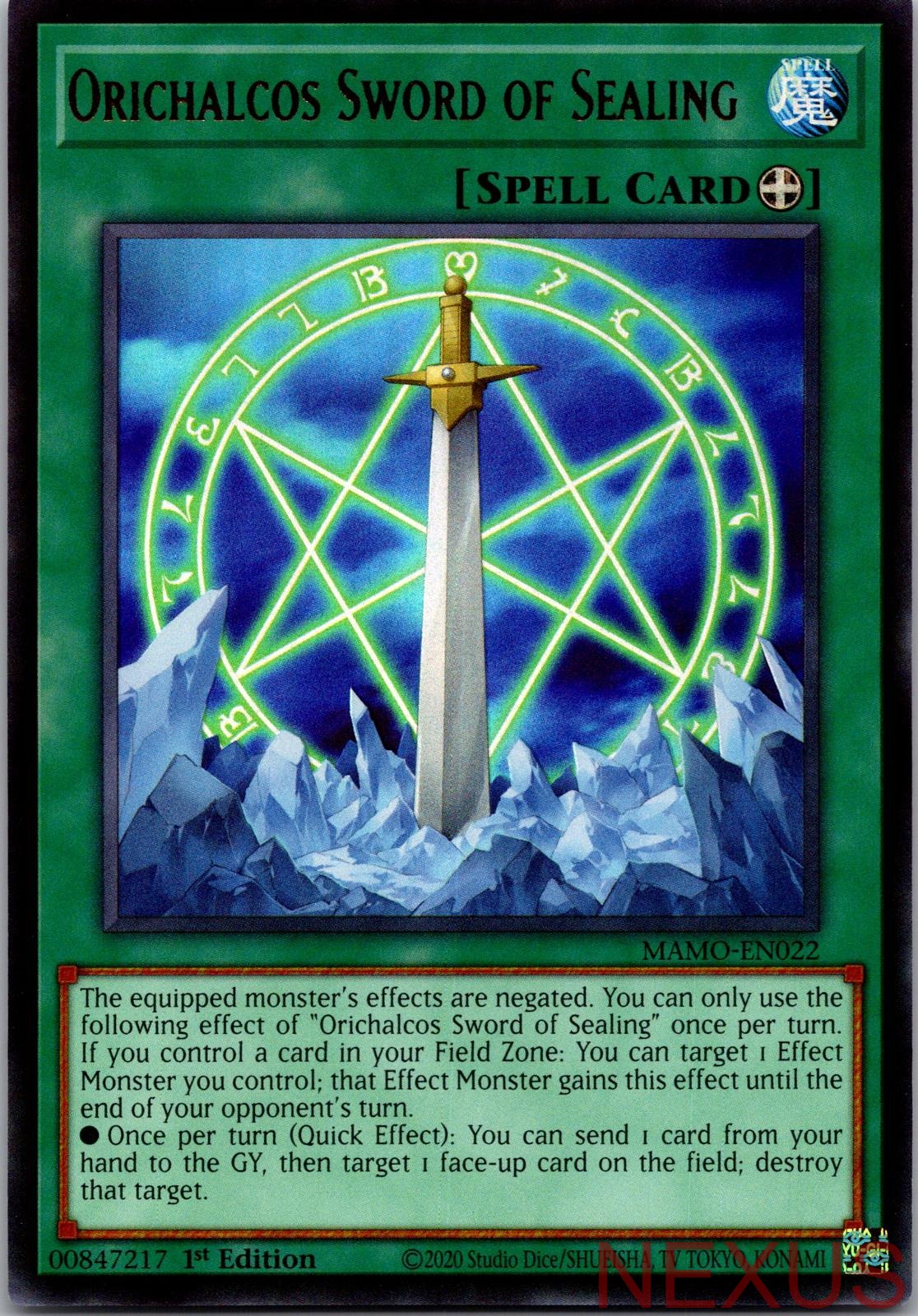 Orichalcos Sword of Sealing MAMO-EN022 Ultra Rare 1st Edition Near Mint