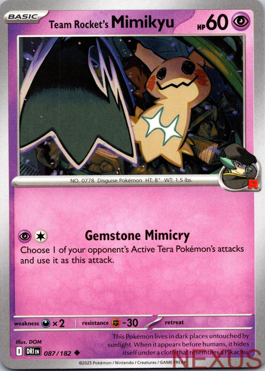Team Rocket's Mimikyu 087/182 Uncommon Near Mint