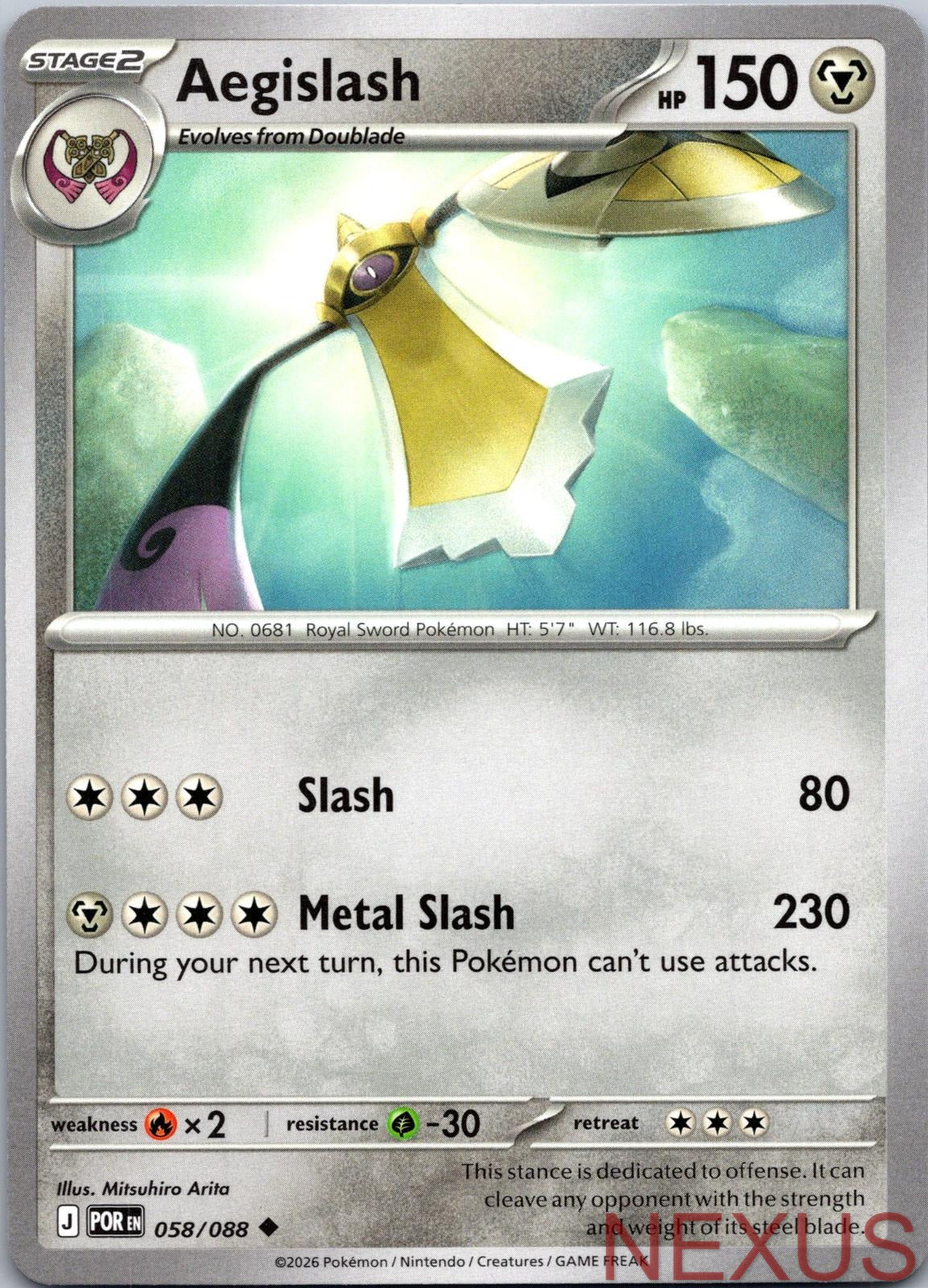 Aegislash 058/088 Uncommon Near Mint