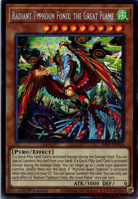 Radiant Typhoon Fonix, the Great Flame (Secret Rare) 26LP-EN014 1st Edition NM