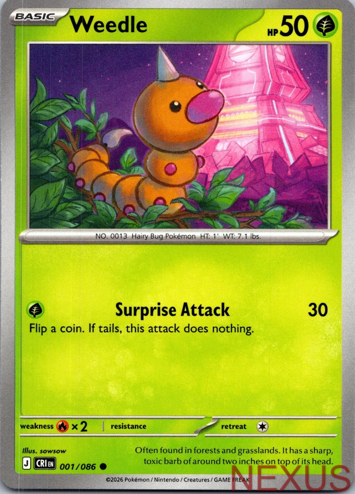 Weedle 001/086 Common Near Mint