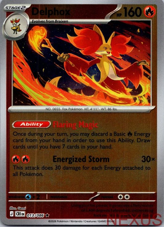 Delphox 013/086 Rare Reverse Holo Near Mint
