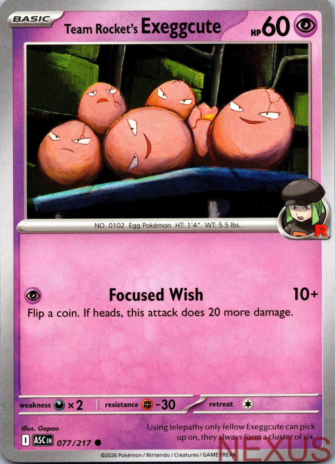 Team Rocket's exeggcute 077/217 Common Near Mint
