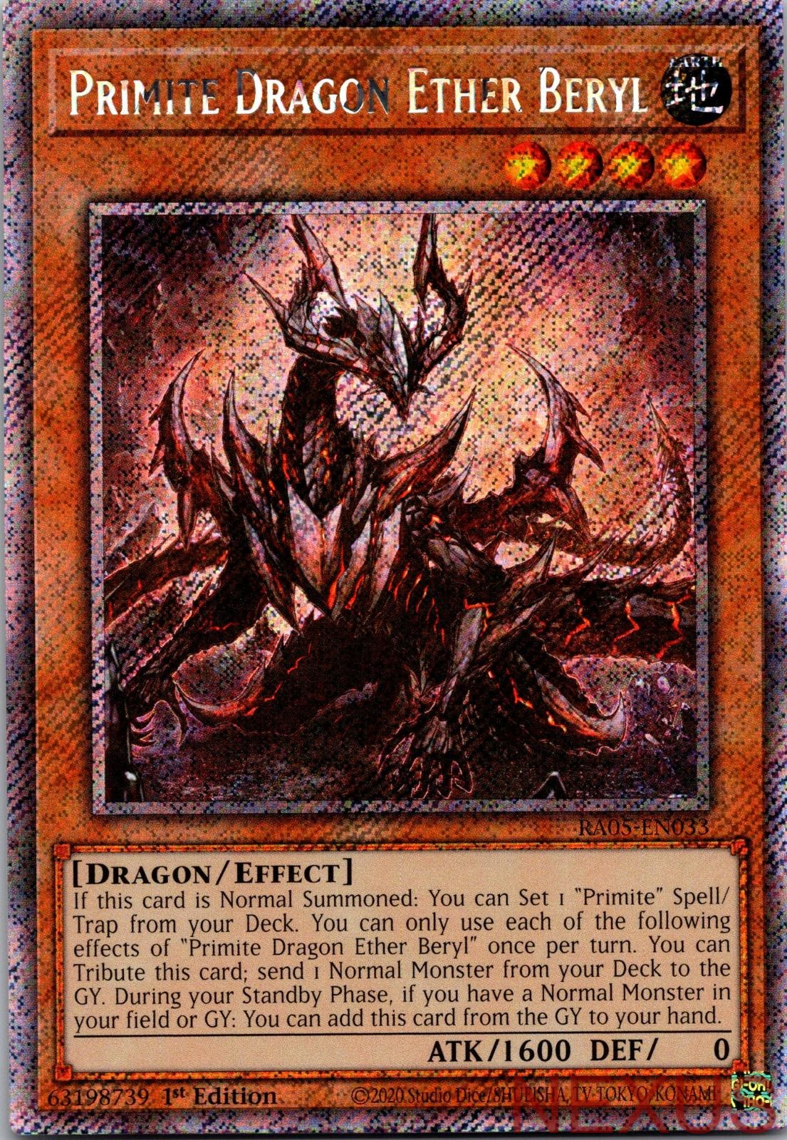 Primite Dragon Ether Beryl (Platinum Secret Rare) RA05-EN033 1st Edition NM