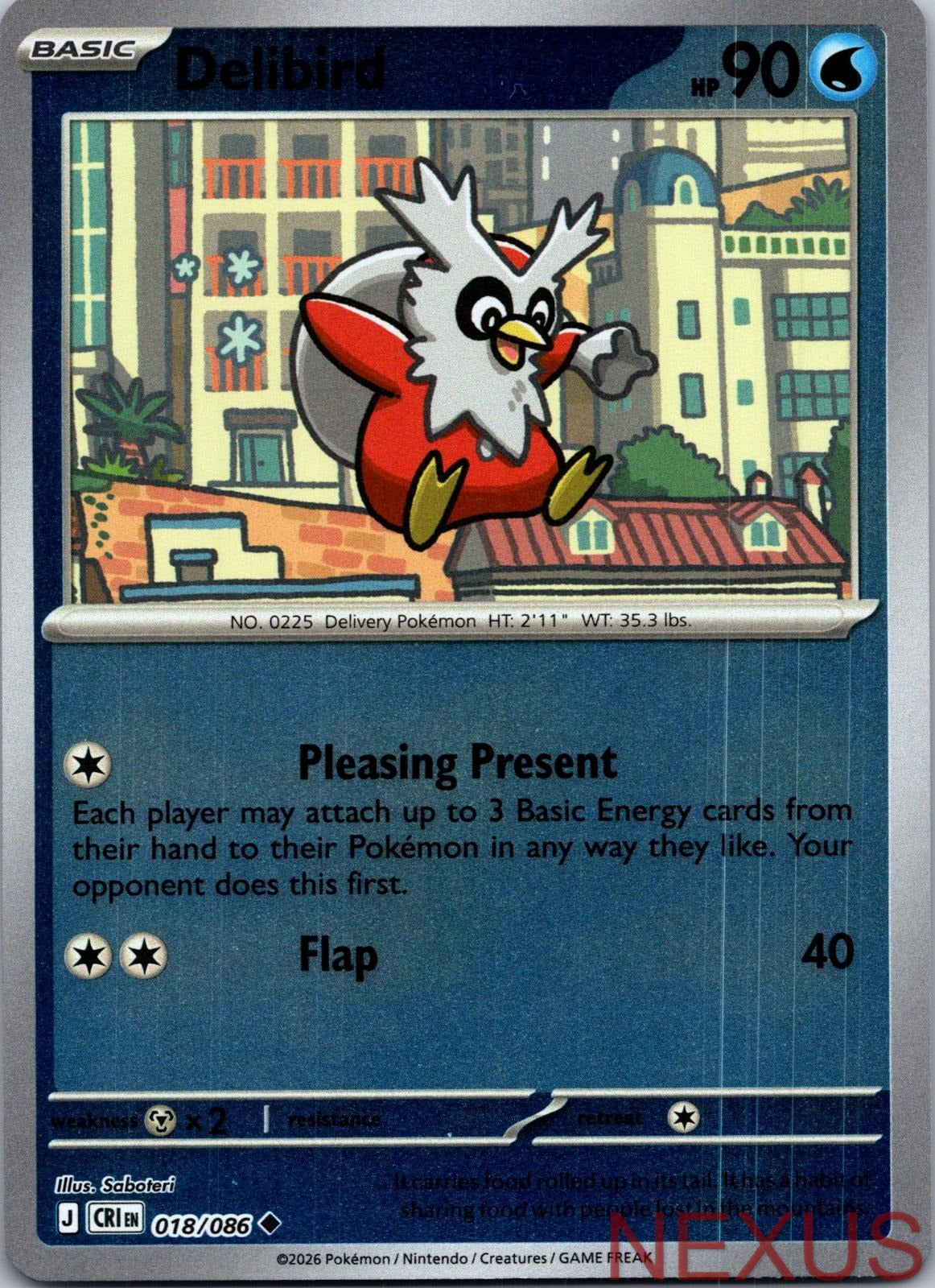 Delibird 018/086 Uncommon Reverse Holo Near Mint