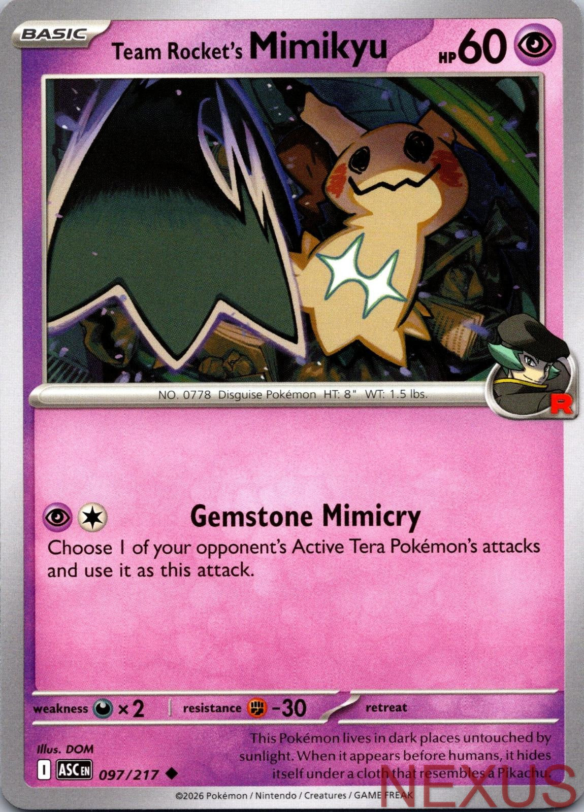 Team Rocket's Mimikyu 097/217 Uncommon Near Mint