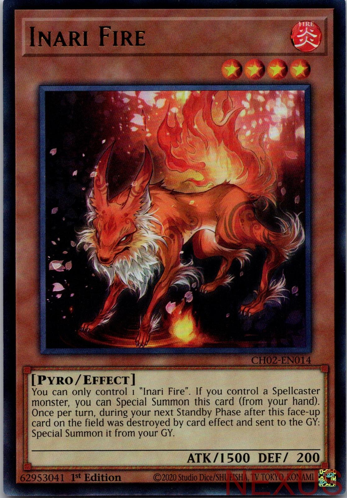 Inari Fire CH02-EN014 Ultra Rare 1st Edition Near Mint