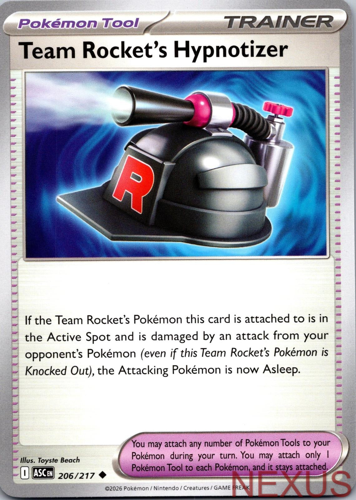Team Rocket's Hypnotizer 206/217 Uncommon Near Mint
