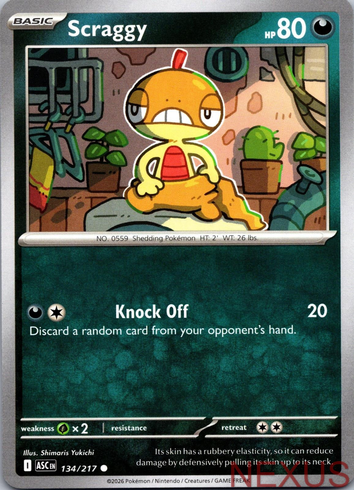 Scraggy 134/217 Common Near Mint