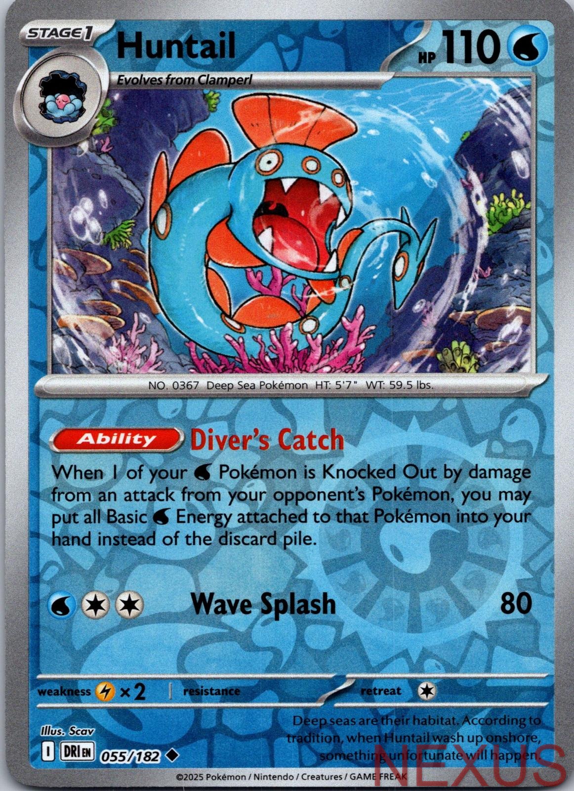 Huntail 055/182 Uncommon Reverse Holo Near Mint