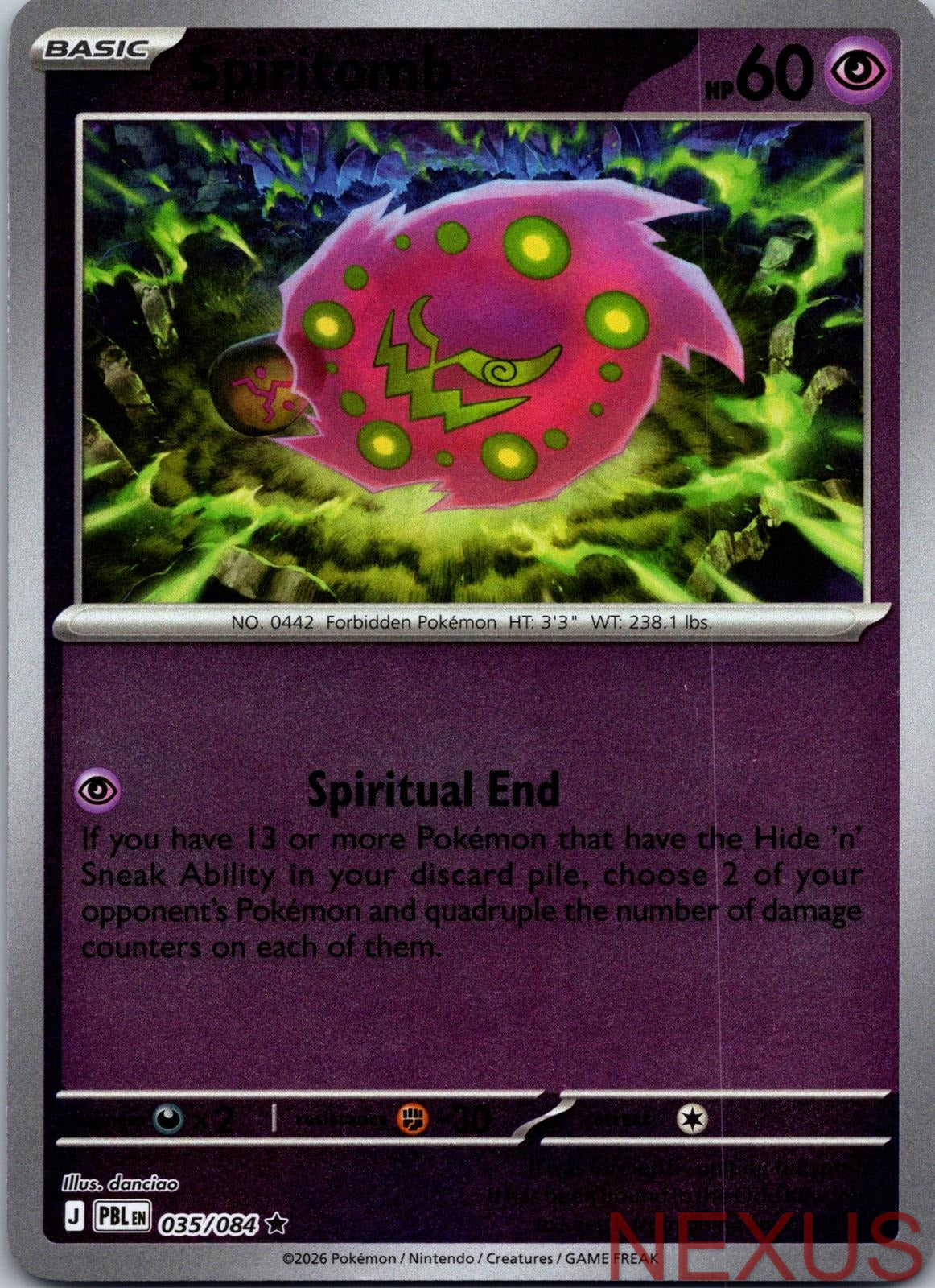 Spiritomb 035/084 Rare Reverse Holo Near Mint