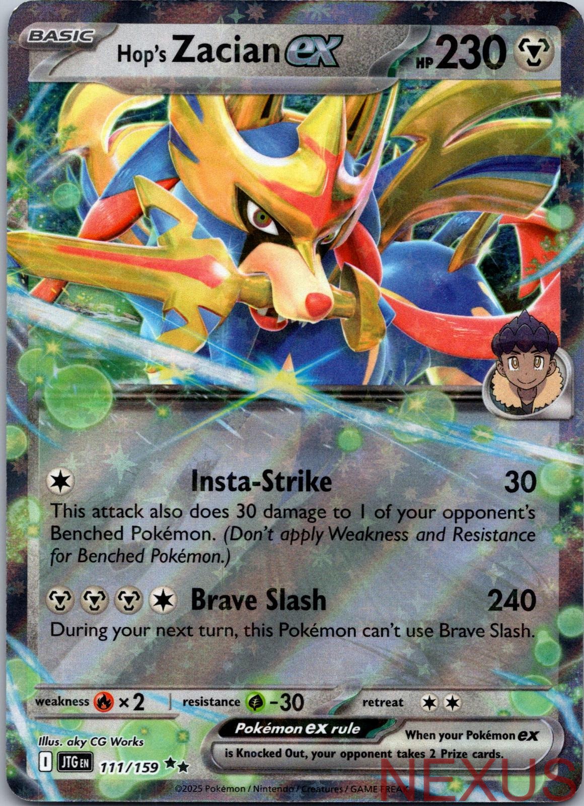 Hop's Zacian ex 111/159 Double Rare Holo Near Mint