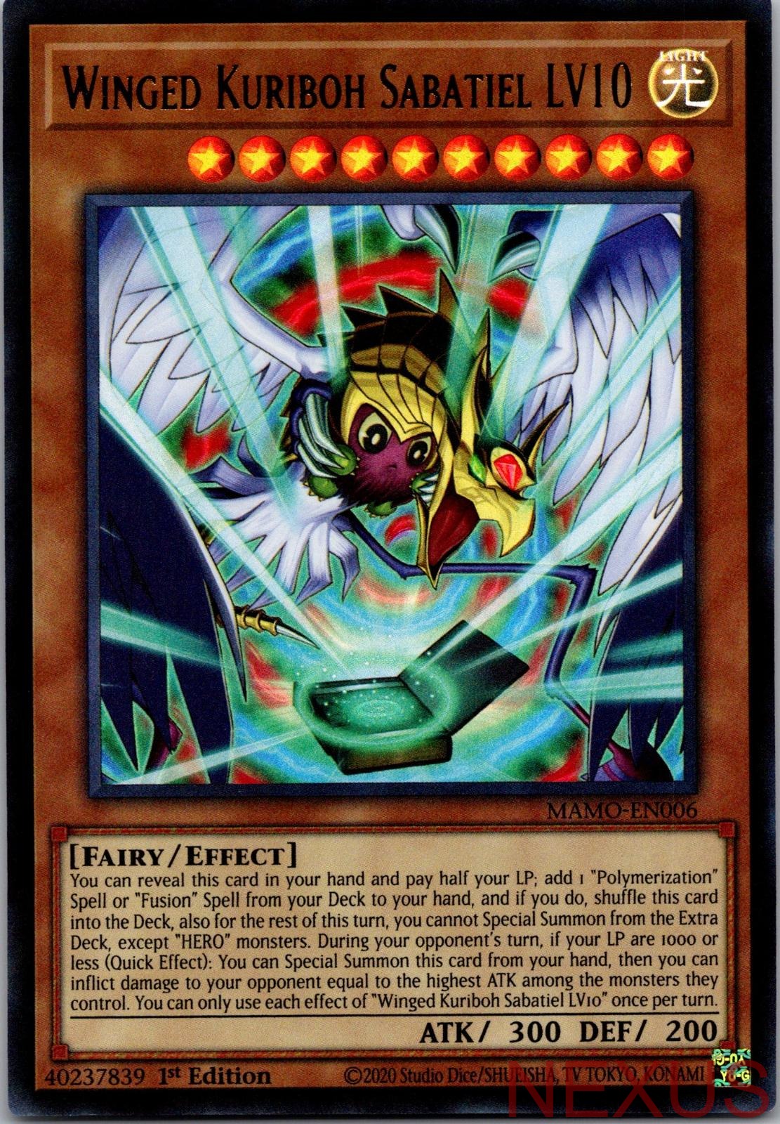 Winged Kuriboh Sabatiel LV10 MAMO-EN006 Magnificent Monsters 1st Edition NM