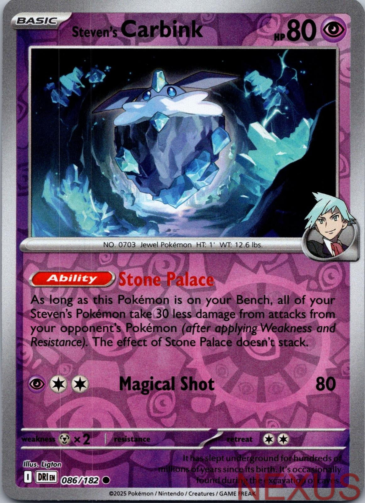 Steven's Carbink 086/182 Common Reverse Holo Near Mint