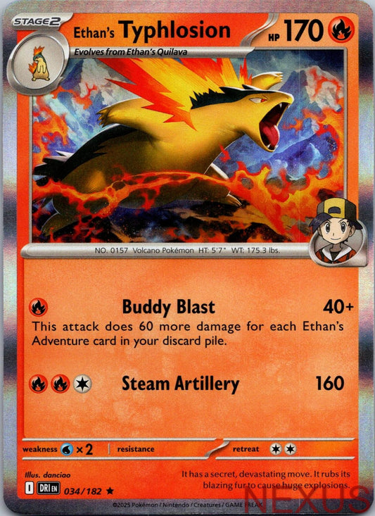 Ethan's Typhlosion 034/182 Rare Holo Near Mint