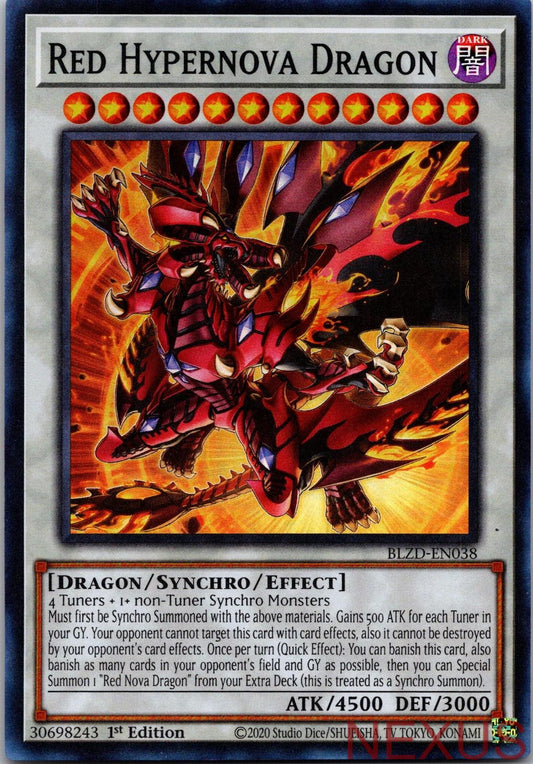 Red Hypernova Dragon BLZD-EN038 Super Rare Blazing Dominion 1st Edition NM