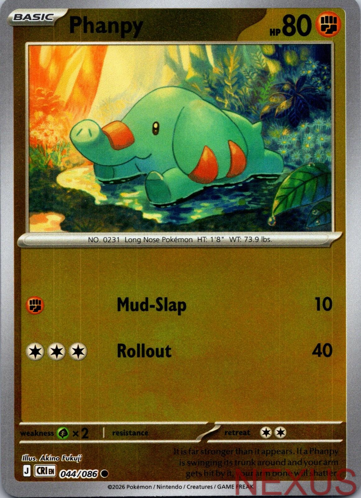 Phanpy 044/086 Common Reverse Holo Near Mint
