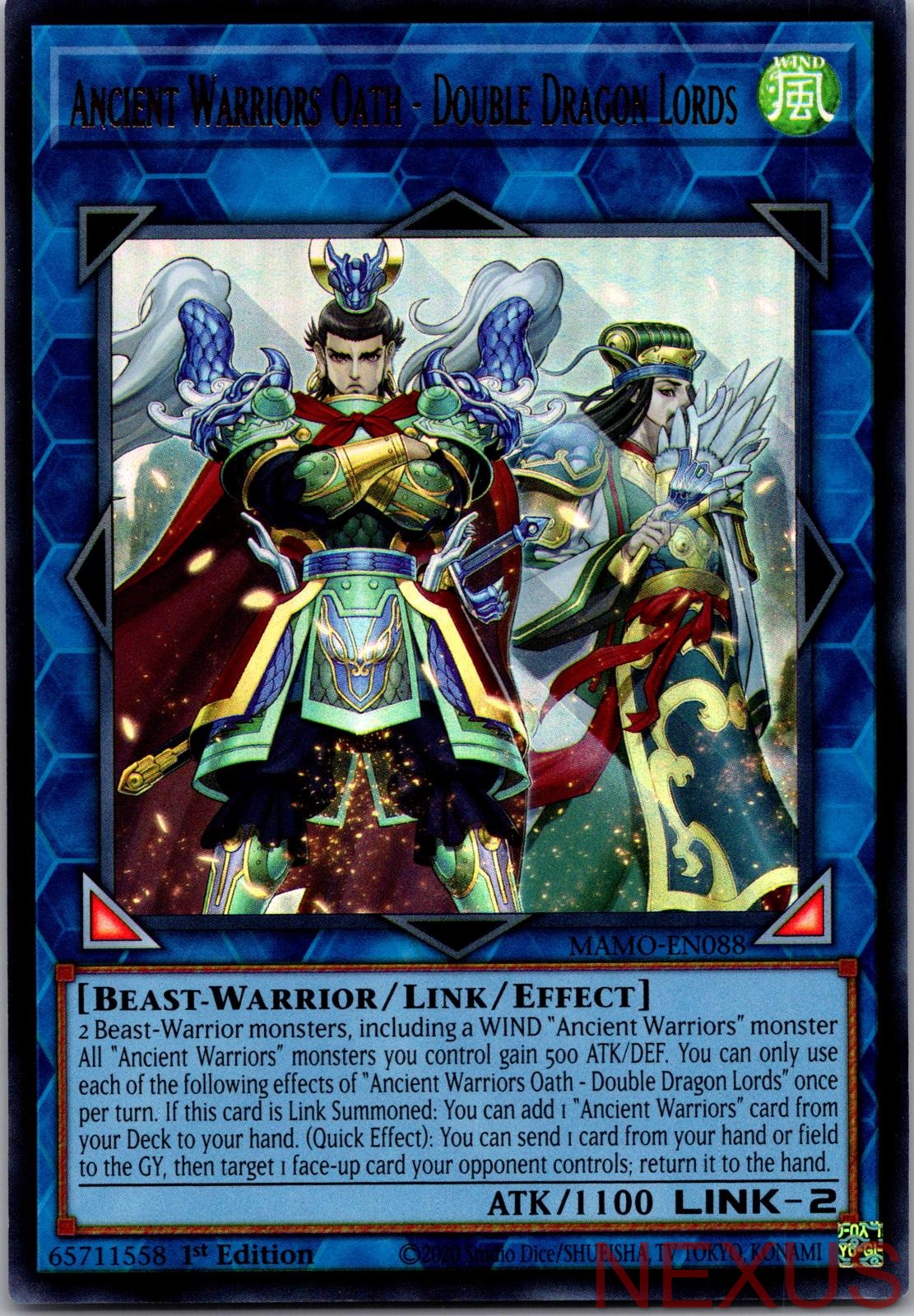 Ancient Warriors Oath - Double Dragon Lords MAMO-EN088 Ultra Rare 1st Edition NM