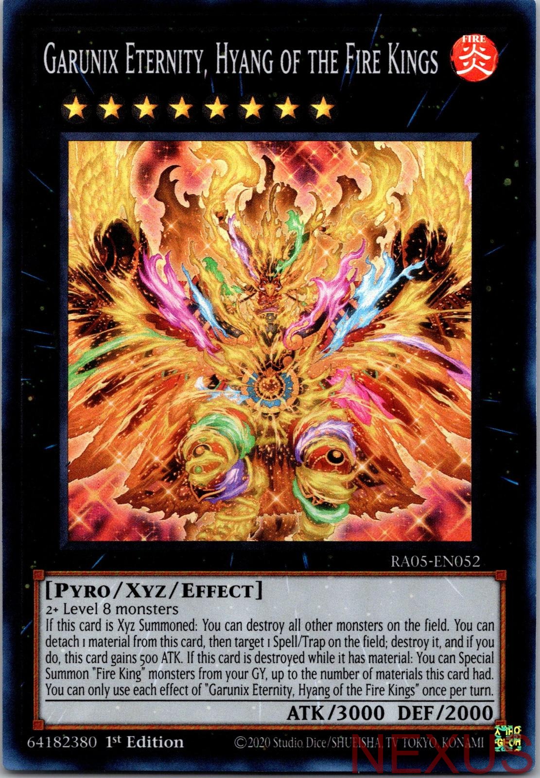 Garunix Eternity, Hyang of the Fire Kings RA05-EN052 Super Rare 1st Edition NM