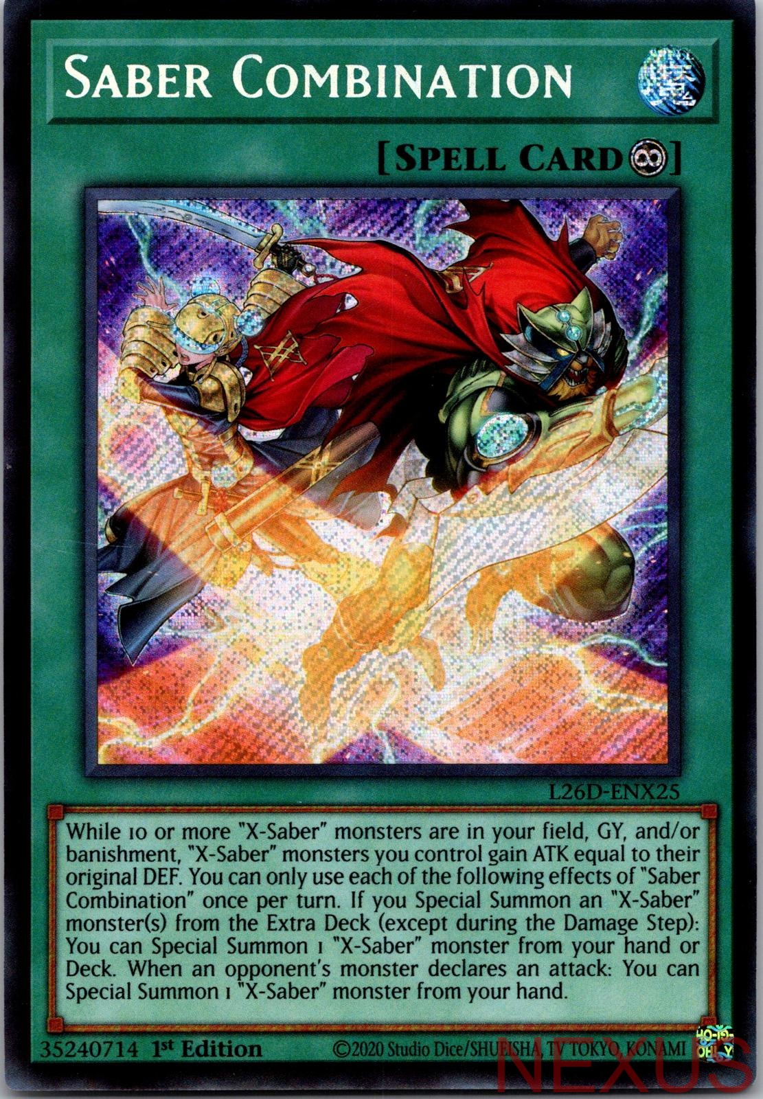 Saber Combination (Secret Rare) L26D-ENX25 Secret Rare 1st Edition Near Mint