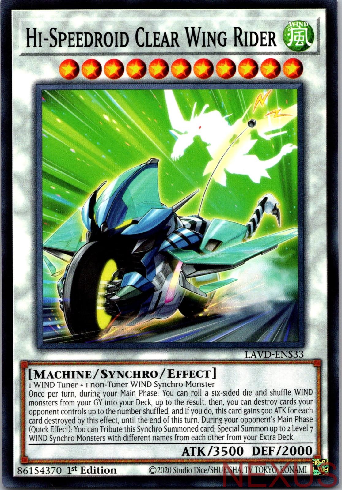 Hi-Speedroid Clear Wing Rider LAVD-ENS33 Legendary Arc-V Decks 1st Edition NM