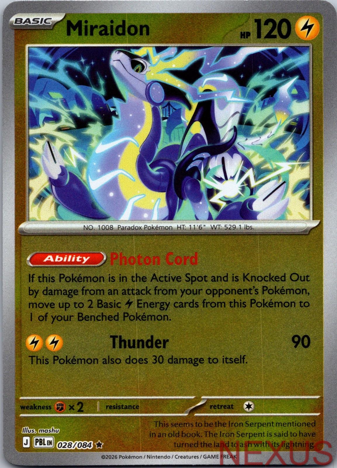Miraidon 028/084 Rare Reverse Holo Near Mint