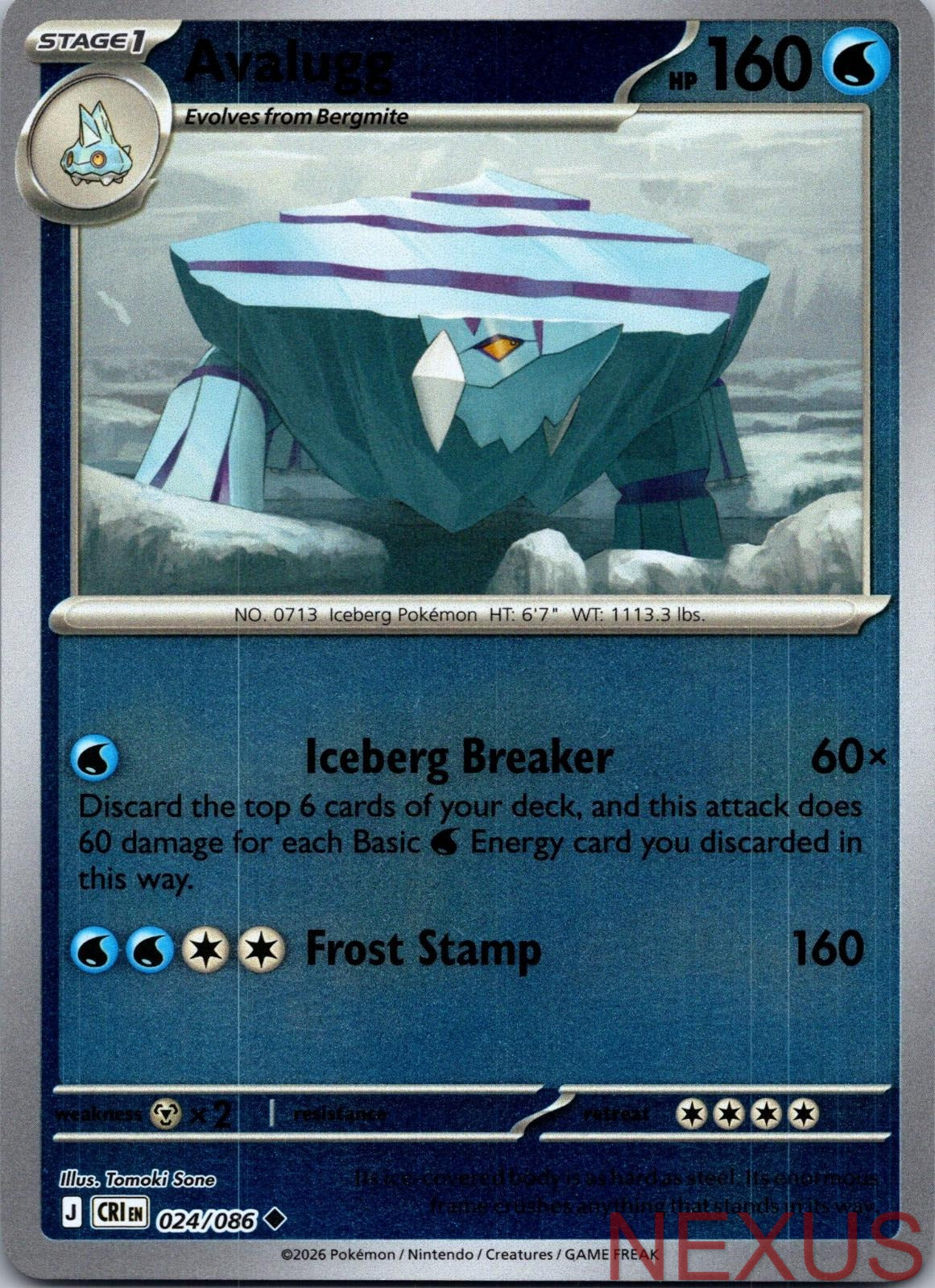 Avalugg 024/086 Uncommon Reverse Holo Near Mint
