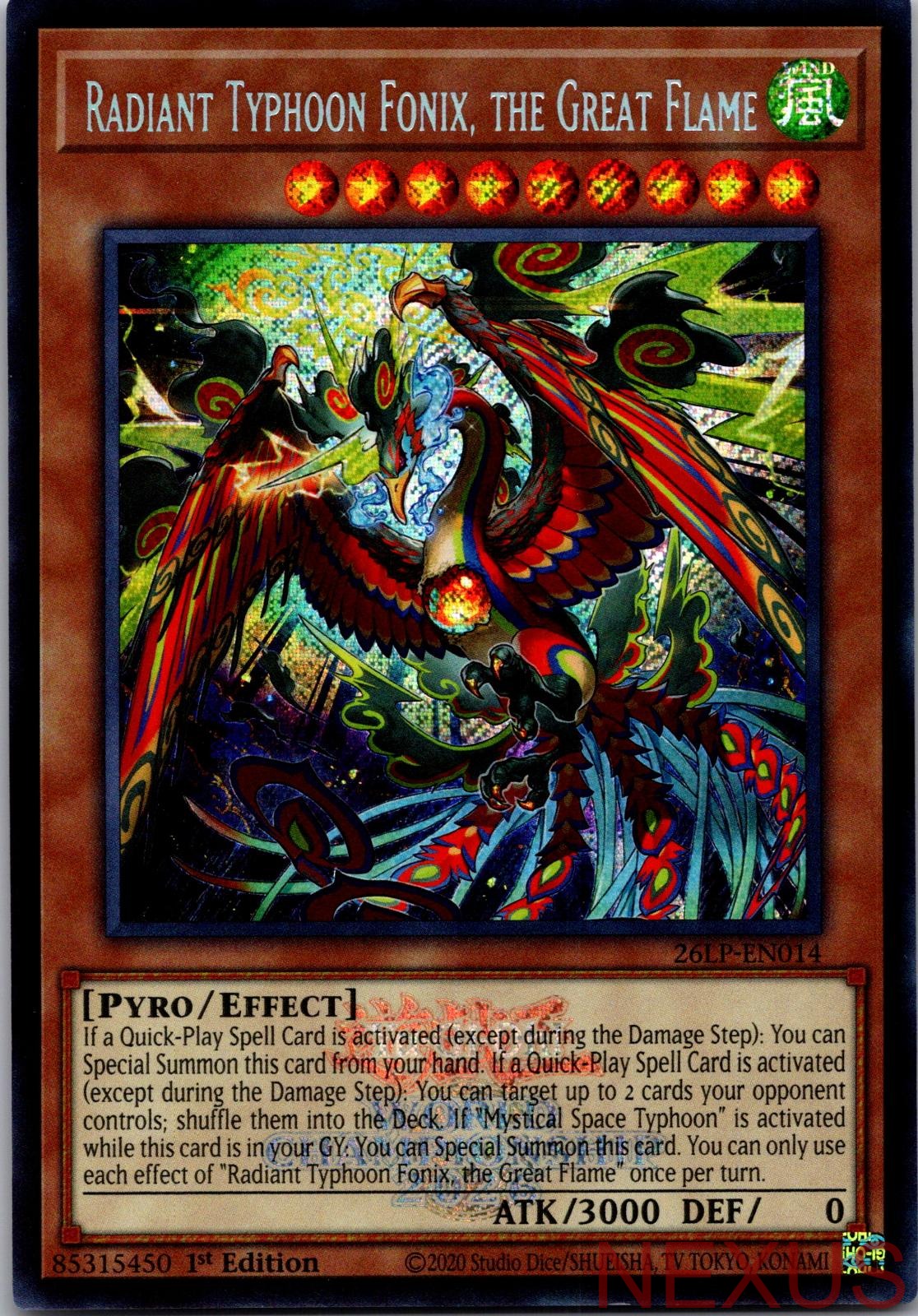 Radiant Typhoon Fonix, the Great Flame (Emblazoned Secret Rare) 26LP-EN014 NM