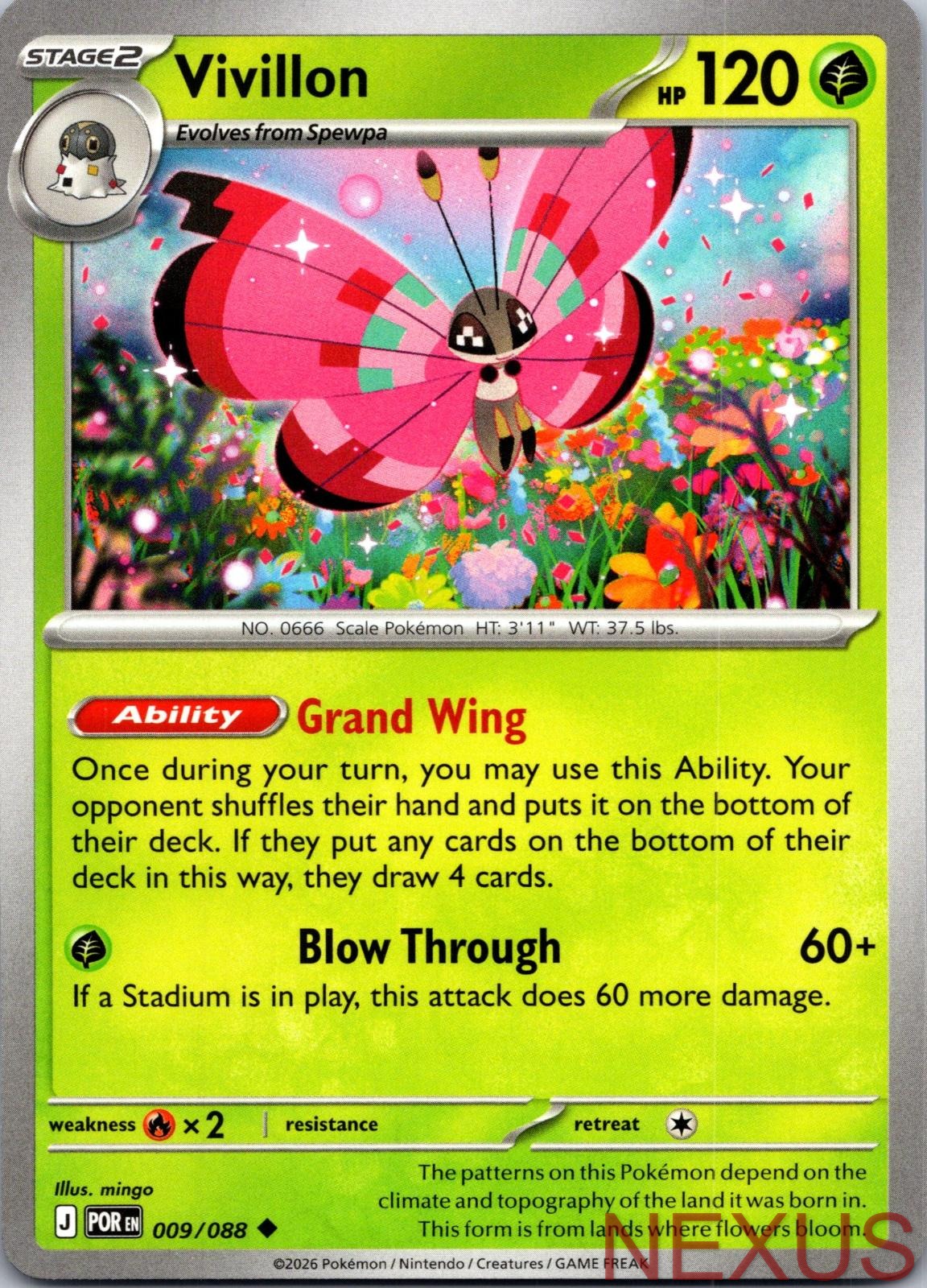 Vivillon 009/088 Uncommon Near Mint