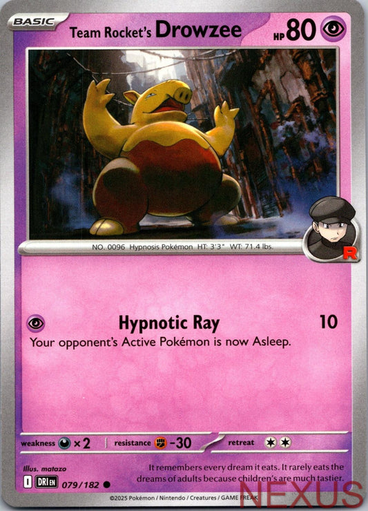 Team Rocket's Drowzee 079/182 Common Near Mint