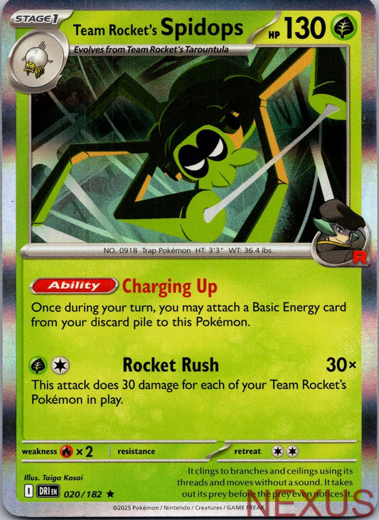 Team Rocket's Spidops 020/182 Rare Holo Near Mint