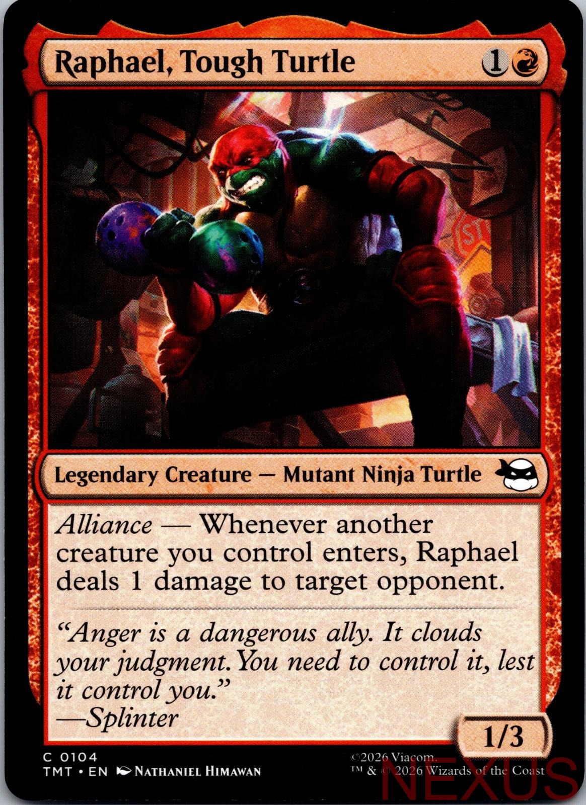 Raphael, Tough Turtle 0104 Common Teenage Mutant Ninja Turtles Near Mint