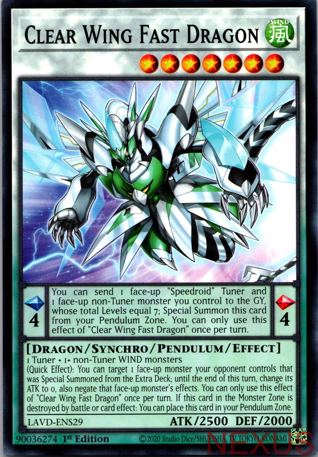 Clear Wing Fast Dragon LAVD-ENS29 Common / Short Print 1st Edition Near Mint
