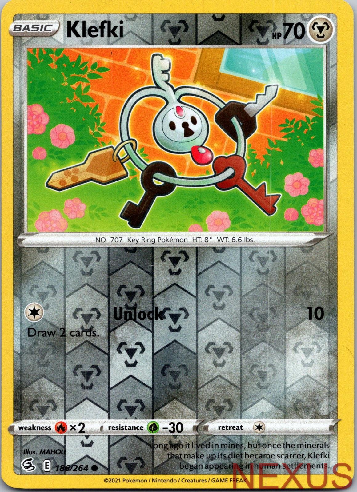 Klefki 186/264 Common Reverse Holo Near Mint