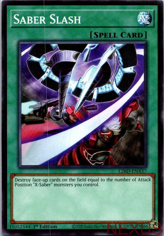 Saber Slash L26D-ENX17 Common Legendary Modern Decks 2026 1st Edition Near Mint