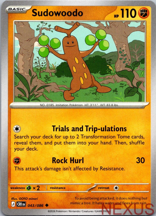 Sudowoodo 043/086 Uncommon Near Mint